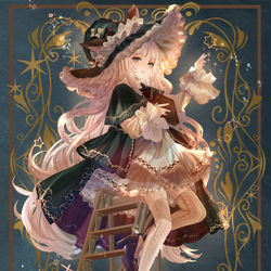 This is a pixiv picture whose title is 図書館司書魔女(全身版).