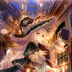 This is a pixiv picture whose title is 魔法の図書館.