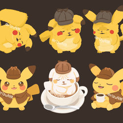 This is a pixiv picture whose title is 名探偵ピカチュウ.