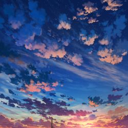 This is a pixiv picture whose title is その日、涙が出るくらいの夕焼けを見たんだ.