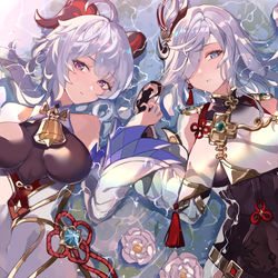 This is a pixiv picture whose title is 甘雨＆申鶴.