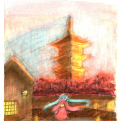 This is a pixiv picture whose title is 【イラコン特配】初音ミク✖️京都.