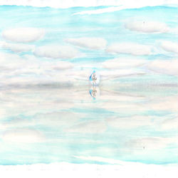This is a pixiv picture whose title is 【毎月30日投稿!】初音ミクinウユニ塩湖.