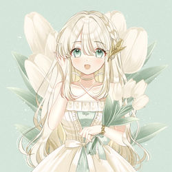 This is a pixiv picture whose title is White tulip𖤣𖥧𖥣.