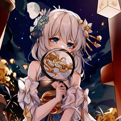 This is a pixiv picture whose title is 朔夜观星.