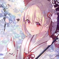 This is a pixiv picture whose title is 狐の嫁入り。錦木千束ちゃん SKEB Request.