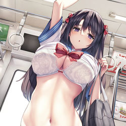 This is a pixiv picture whose title is 脱ぎ制服娘.