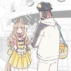 This is a pixiv picture whose title is ミホノブルボンとトレーナーの絵.
