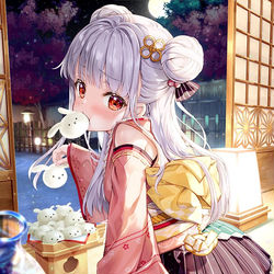 This is a pixiv picture whose title is いせパパ応援イラスト　♡十五夜とうさぎだんご♡.