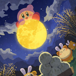 This is a pixiv picture whose title is 月のカービィ.