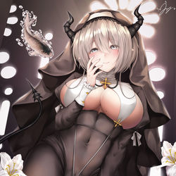 This is a pixiv picture whose title is 鱼 x 修道女.
