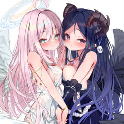 This is a pixiv picture whose title is 天使と悪魔.