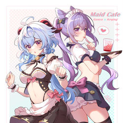 This is a pixiv picture whose title is 提瓦特女仆风尚-甘雨&刻晴ver.