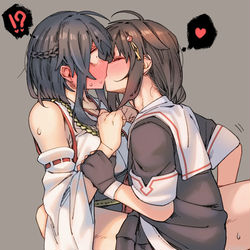 This is a pixiv picture whose title is 「ちゅう❤」 「❤❤❤！？」.