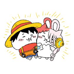 This is a pixiv picture whose title is なんかちいさくてかわいいルフィとウタ.