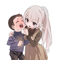 This is a pixiv picture whose title is エルフの姉と人間の弟.