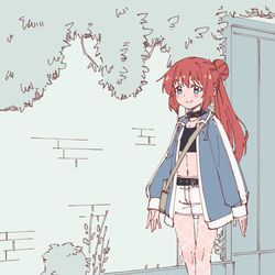 This is a pixiv picture whose title is 靴紐結び.
