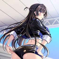 This is a pixiv picture whose title is 【skeb】レースクイーン衣装の水原千鶴ちゃん.