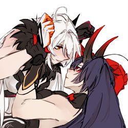 This is a pixiv picture whose title is gimme a kiss.