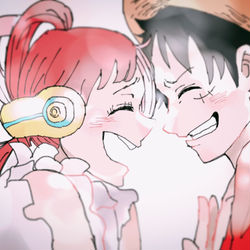 This is a pixiv picture whose title is ルフィとウタ.