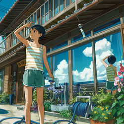 This is a pixiv picture whose title is 夏の見送り.