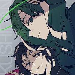 This is a pixiv picture whose title is 💜💚🖤.