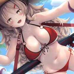 This is a pixiv picture whose title is 「暴れないで！一口…一口だけだから！」.