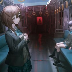 This is a pixiv picture whose title is ホロライブERROR 電車編.