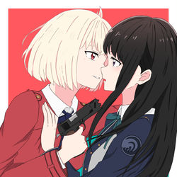 This is a pixiv picture whose title is Chisato x Takina.