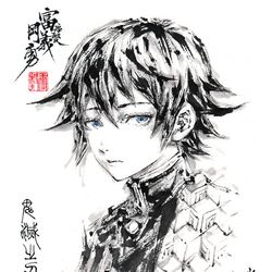 This is a pixiv picture whose title is 【極道畫師】冨岡義勇-短髮.