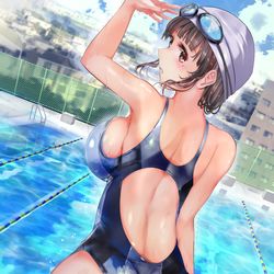This is a pixiv picture whose title is 水着が小さい水泳部コーチ⑦.