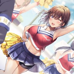 This is a pixiv picture whose title is なぜか選手よりも注目を浴びる、チアはわわJKちゃん.