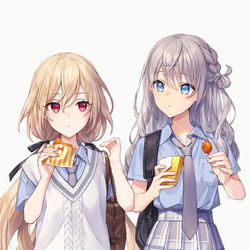 This is a pixiv picture whose title is 灰髪と金髪.