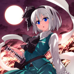 This is a pixiv picture whose title is 秋の月と妖夢ちゃん！.