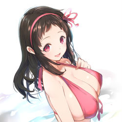 This is a pixiv picture whose title is たわわなピンク水着.