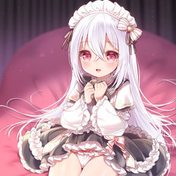 This is a pixiv picture whose title is 【Skeb】”OC” ふわふわ銀髪の女の子✨.