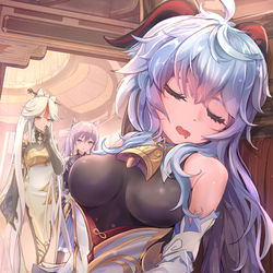 This is a pixiv picture whose title is 寝落ち甘雨ちゃん.