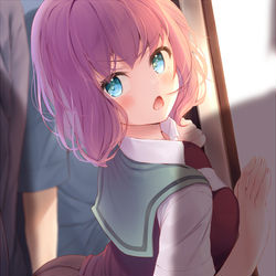 This is a pixiv picture whose title is 電車でモブ子ちゃん.
