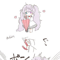 This is a pixiv picture whose title is ニーゴミクさんと傘.