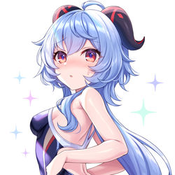 This is a pixiv picture whose title is 競泳水着甘雨ちゃん.
