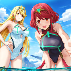 This is a pixiv picture whose title is ホムヒカ水着.
