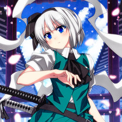 This is a pixiv picture whose title is 渡り廊下の妖夢ちゃん！.