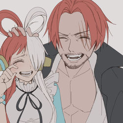 This is a pixiv picture whose title is 赤髪親子.