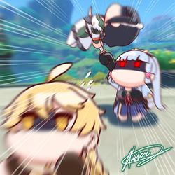 This is a pixiv picture whose title is (((((TRAVELER RUN))))).