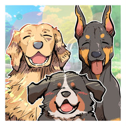 This is a pixiv picture whose title is 大型犬の詰め合わせ.