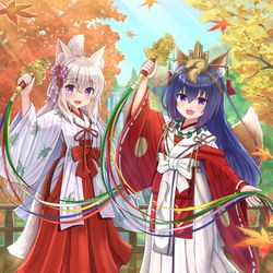 This is a pixiv picture whose title is お狐さんコラボイラスト.