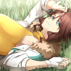This is a pixiv picture whose title is 寝そべりパーマー.
