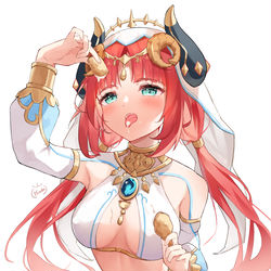 This is a pixiv picture whose title is 疯狂星期四 V我50 请妮露吃鸡吧.