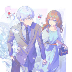 This is a pixiv picture whose title is 氷属性男子とクールな同僚女子.