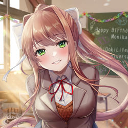 This is a pixiv picture whose title is Happy birthday, Monika!💚.